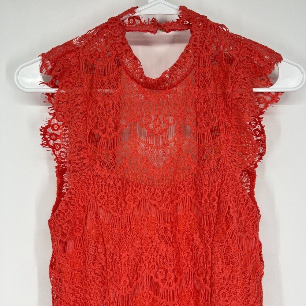 Free People Dress Coral Daydream Lace Mini Open Back Sleeveless NWT - Picture 5 of 12
